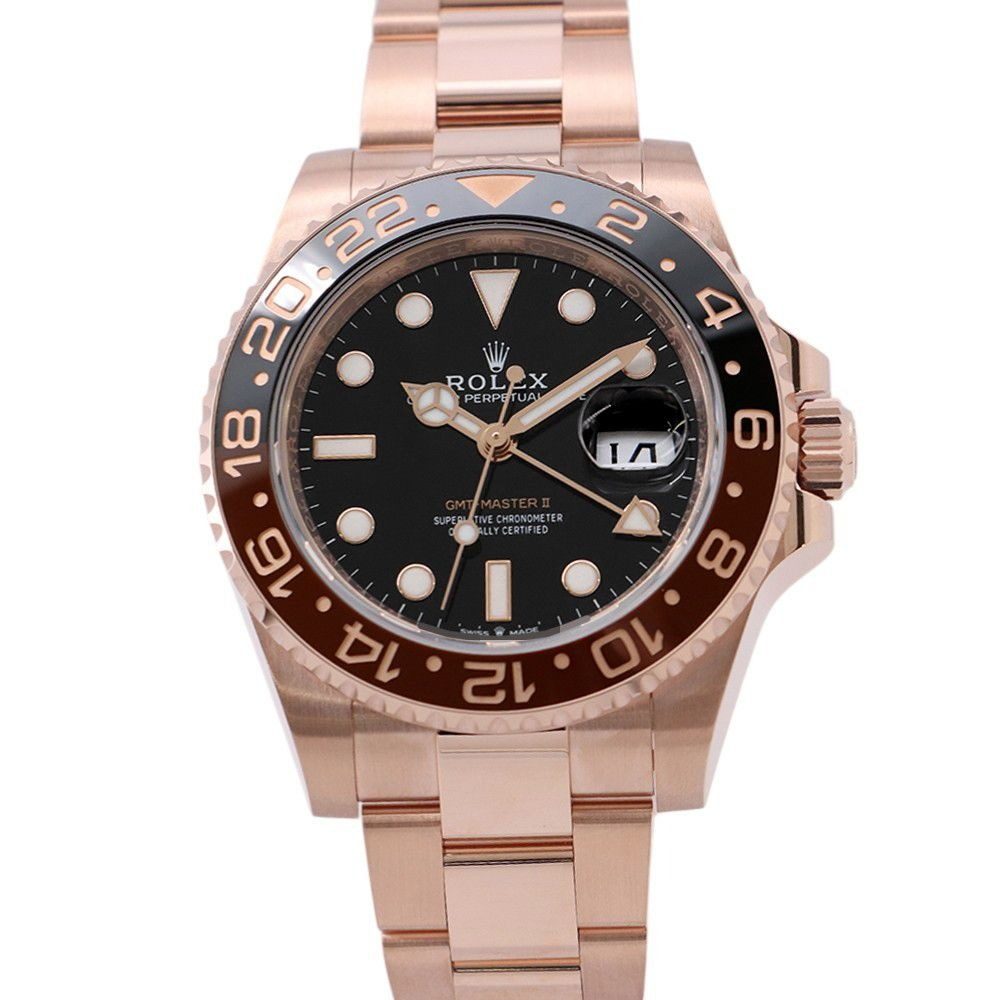 Rolex Gmt Master 2 Date 18k Pink Gold Everose Watch Black Dial