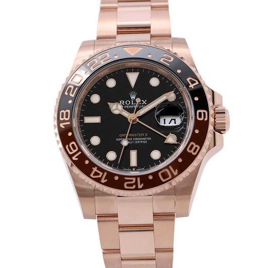 Rolex Gmt Master 2 Date 18k Pink Gold Everose Watch Black Dial