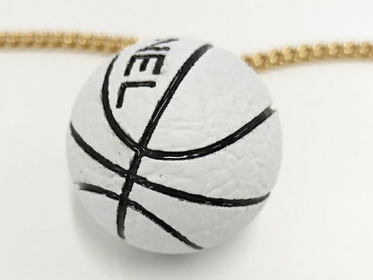 Chanel Necklace Basketball Motif Coco Mark Plated Gold White B24C