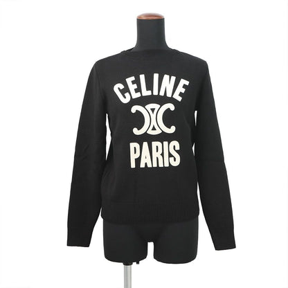 Celine Knit Triomphe Bottom Neck Sweater XS Black Off-white