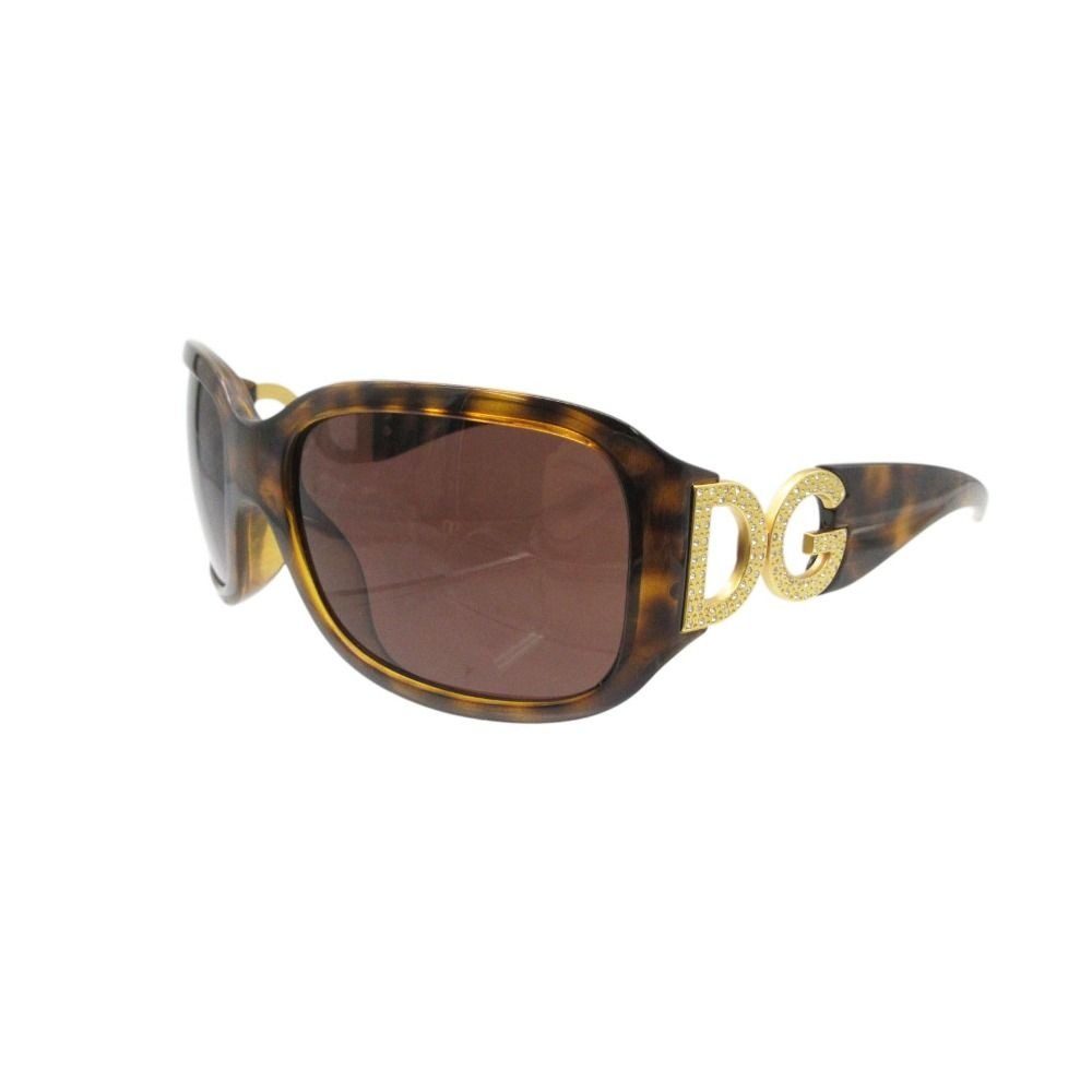 Dolce & Gabbana Sunglasses 60 DG Logo Stone Decoration Tortoiseshell Eyewear