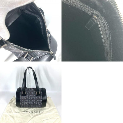 Bvlgari Handbag Logomania Drum Tube Shape Denim Black