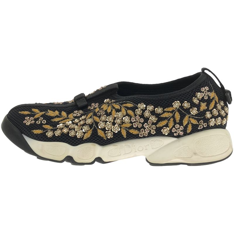 Christian Dior Fusion Flour Sequined Jacquard Sneakers Black 36