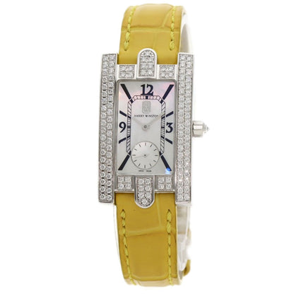 Harry Winston Avenue Classic Watch 18K White Gold Leather