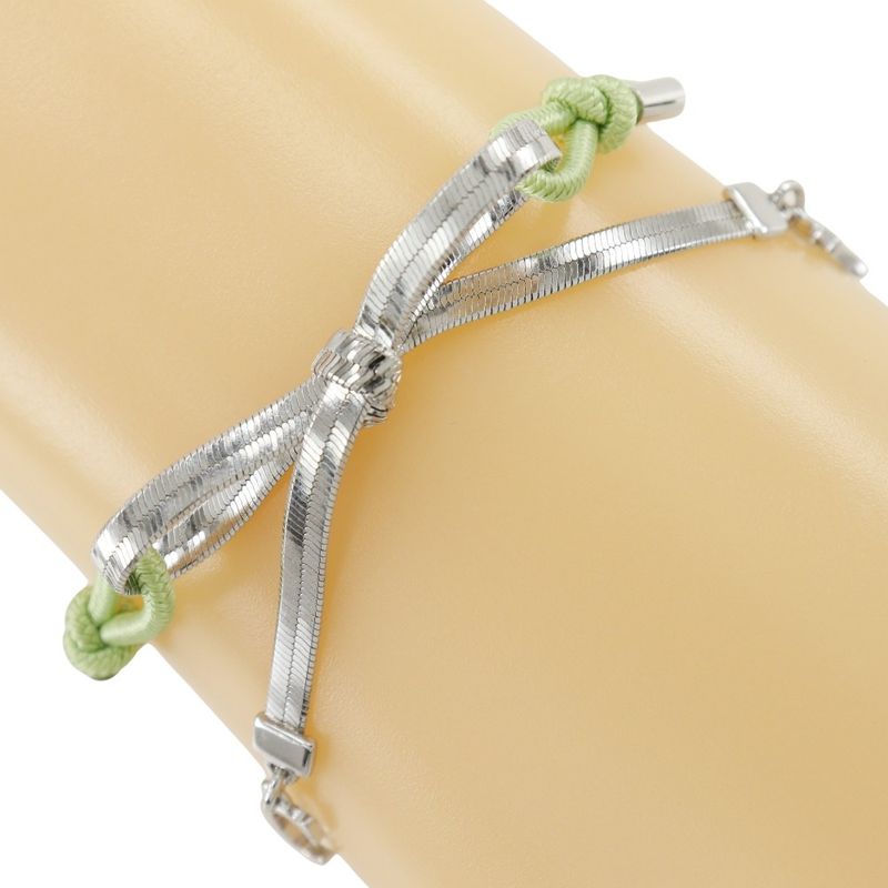 Dior CD Ribbon Metal And Rubber Silver/yellow Green Ladies 4.6g Bracelet