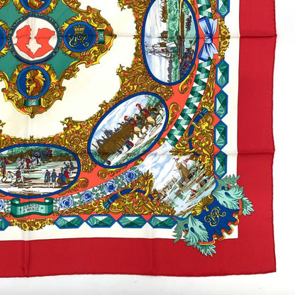 Hermes Carre 90 L'entente Cordiale French-english Alliance Red X Multicolor