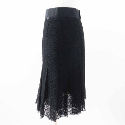 CHANEL P51456 Cutworker With Coco Plaque Plate Cles Leath Pleated Skirt Black