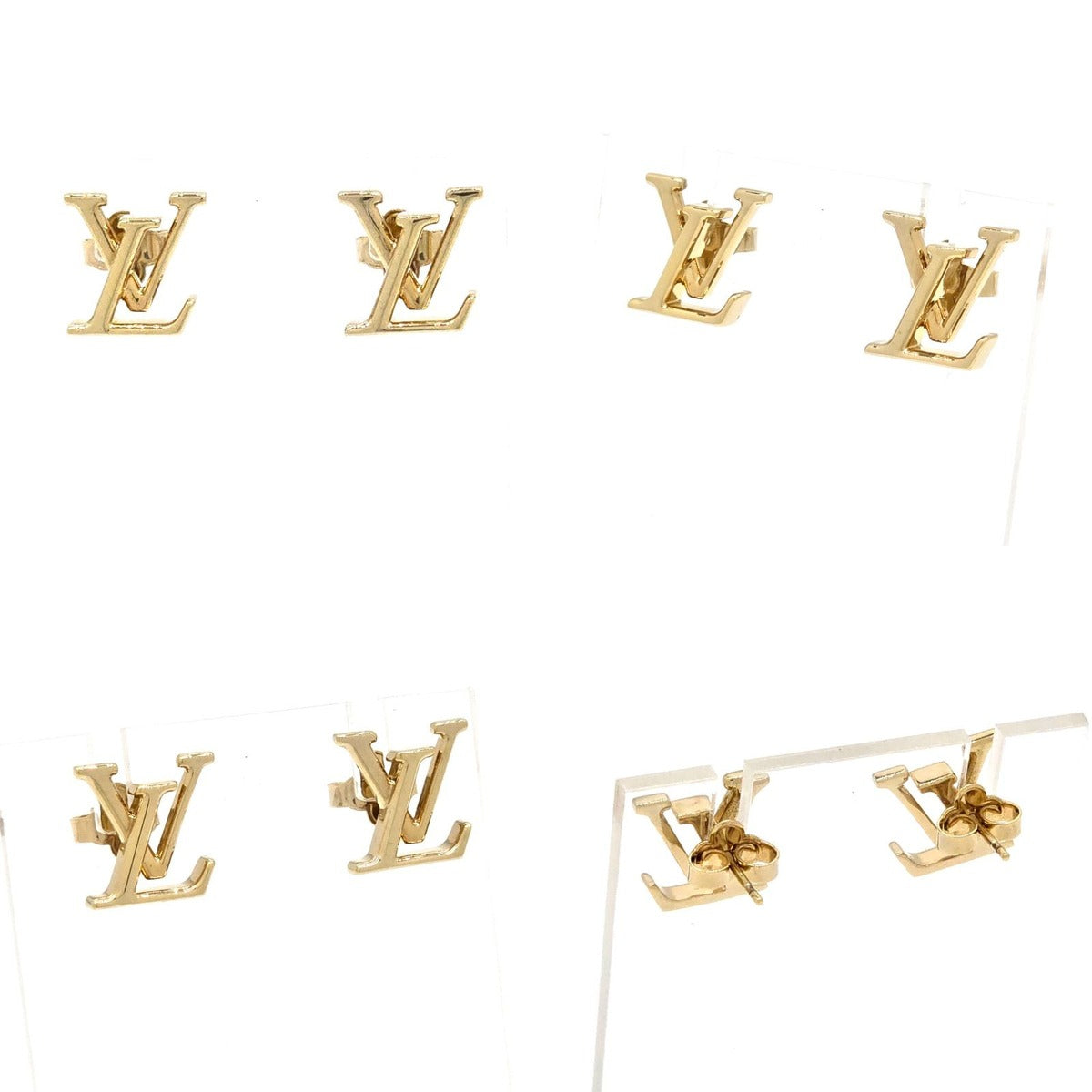 Louis Vuitton Earrings LV Iconic Initial Gold Color Metal