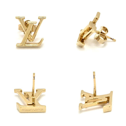 Louis Vuitton Earrings LV Iconic Initial Gold Color Metal — view 4