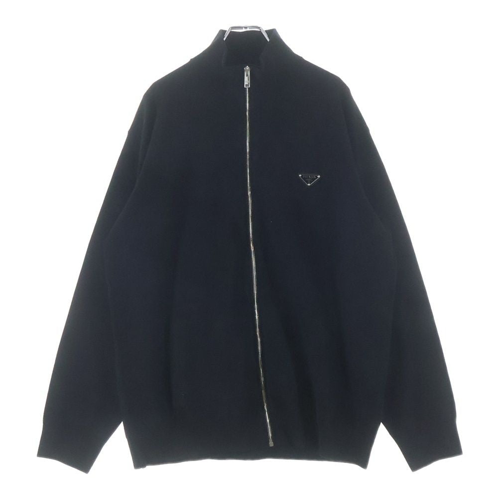 Prada Super Fine Ulka Digan with Zip Up Knit Black Jacket