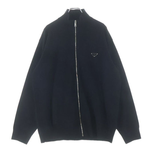 Prada Super Fine Ulka Digan with Zip Up Knit Black Jacket