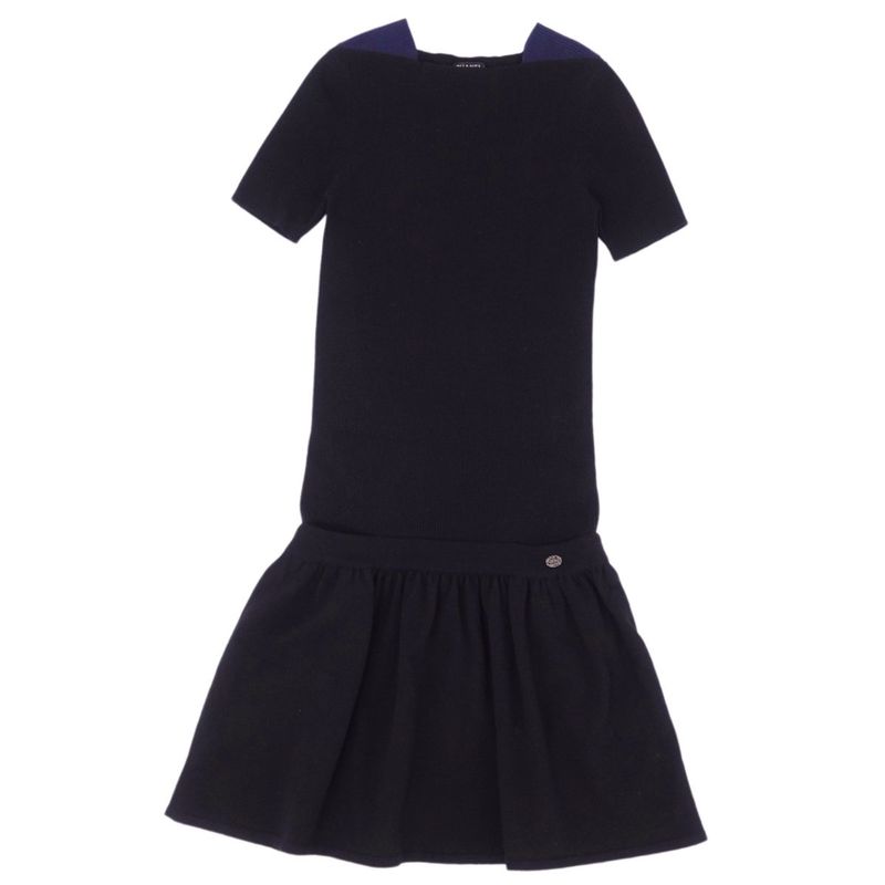 Chanel Knit Dress Short Sleeves Short Sleeves Coco Mark Wool Cashmere Tops