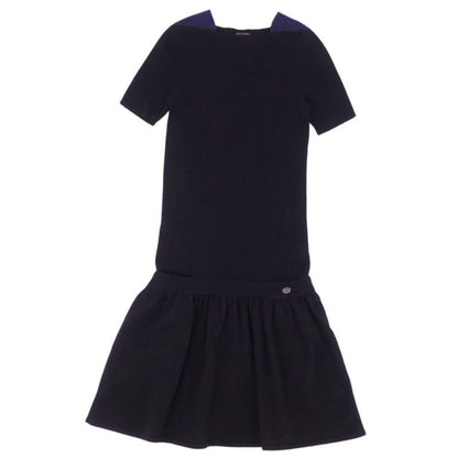 Chanel Knit Dress Short Sleeves Short Sleeves Coco Mark Wool Cashmere Tops