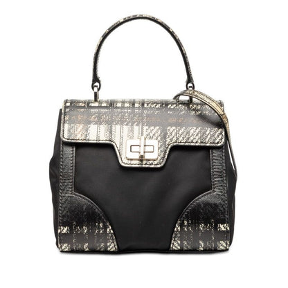 Prada Check Crossbody 2-Way Shoulder Bag Black