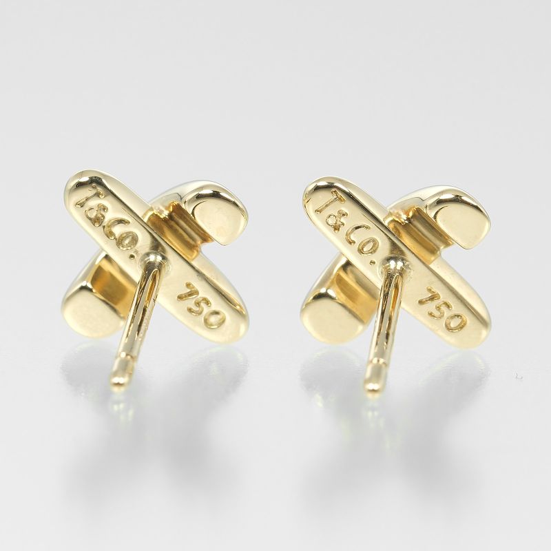 Tiffany & Co Cross Stitch 18K Yellow Gold Ladies 2.73g Earrings