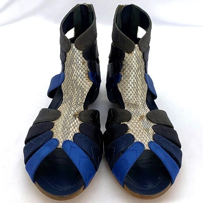 Christian Dior Gurkha Sandals Silver Blue Navy