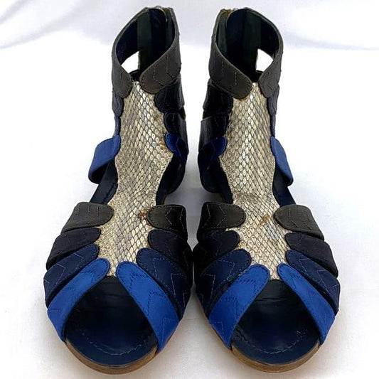 Christian Dior Gurkha Sandals Silver Blue Navy