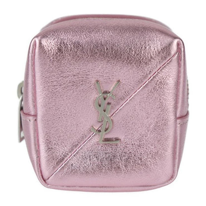 Saint Laurent Paris Jamie Cube Pouch Key Holder Leather Metallic Pink