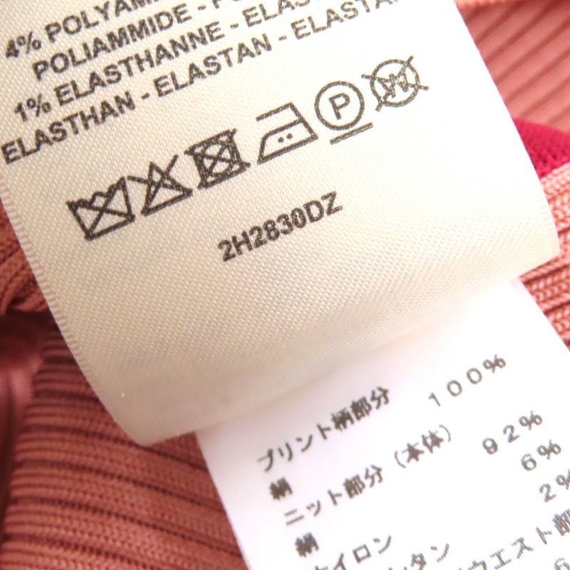 Hermes 22AW 2h2830dz Planche D Etvde Silk Scarf Ribbed Knit Long Skirt Pinkish