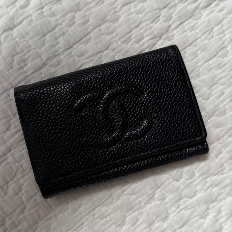Chanel Black Caviar Skin 6-Ring Key Case Coco Mark Decacoco Box with Authenticit