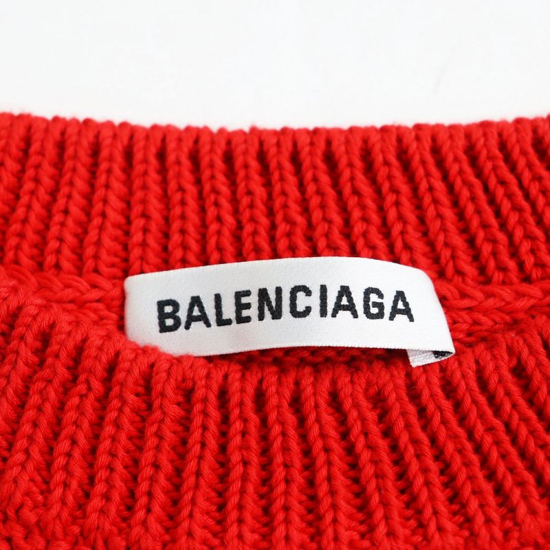  2020 Balenciaga 599886 All Over Logo Oversized Pullover Knit/sweater Red XS