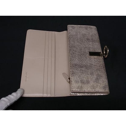 Bvlgari Wallet Beige Gold Leather Logo Clip — view 4