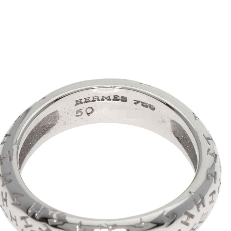 Hermes Toubou Wave #50 Ring 18K White Gold Ladies