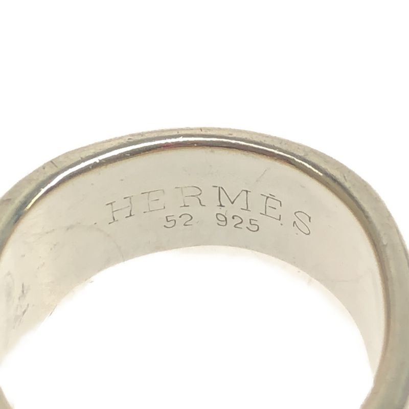 Hermes Candy Ring Silver 925 Size 52 10.8g Cracked Rings Accessories White H7922