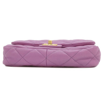Chanel Shoulder Bag Matelasse Small Flap Lambskin Purple Gold Hardware Chain