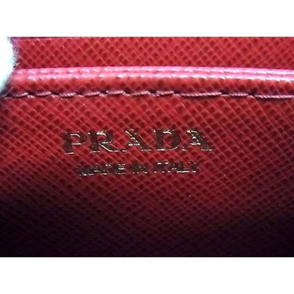 Prada Saffiano Leather Zip Around Coin Purse Card Case Red — view 4
