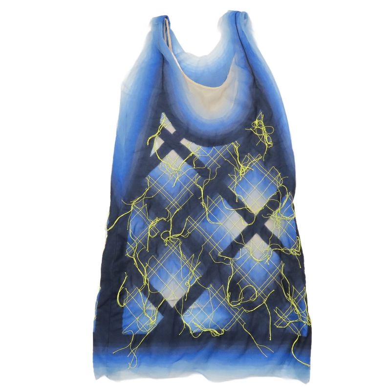 Unused Louis Vuitton Tulle Sleeveless Dress Tunic Short Length Check 36 Blue