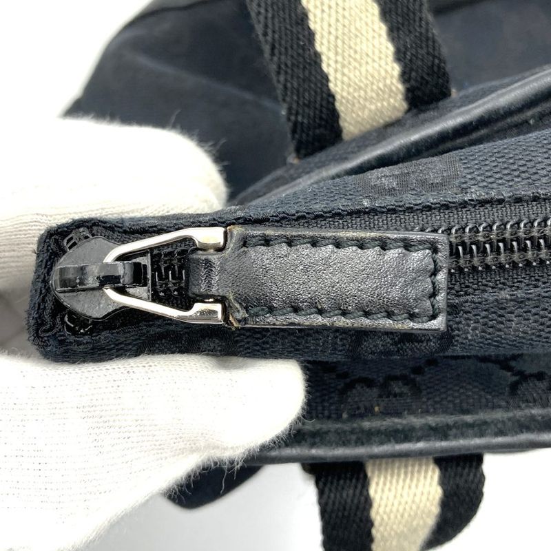 Gucci 019 0402 Tote Handbag GG Canvas Leather Black Simple Casual Ladies Men