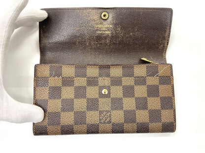 Louis Vuitton Damier Pochette Portmonnais Cles Di Long Wallet N61725 Brown Made