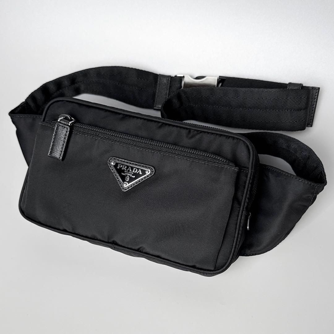 Prada Triangle Logo Belt Bag Black Nylon