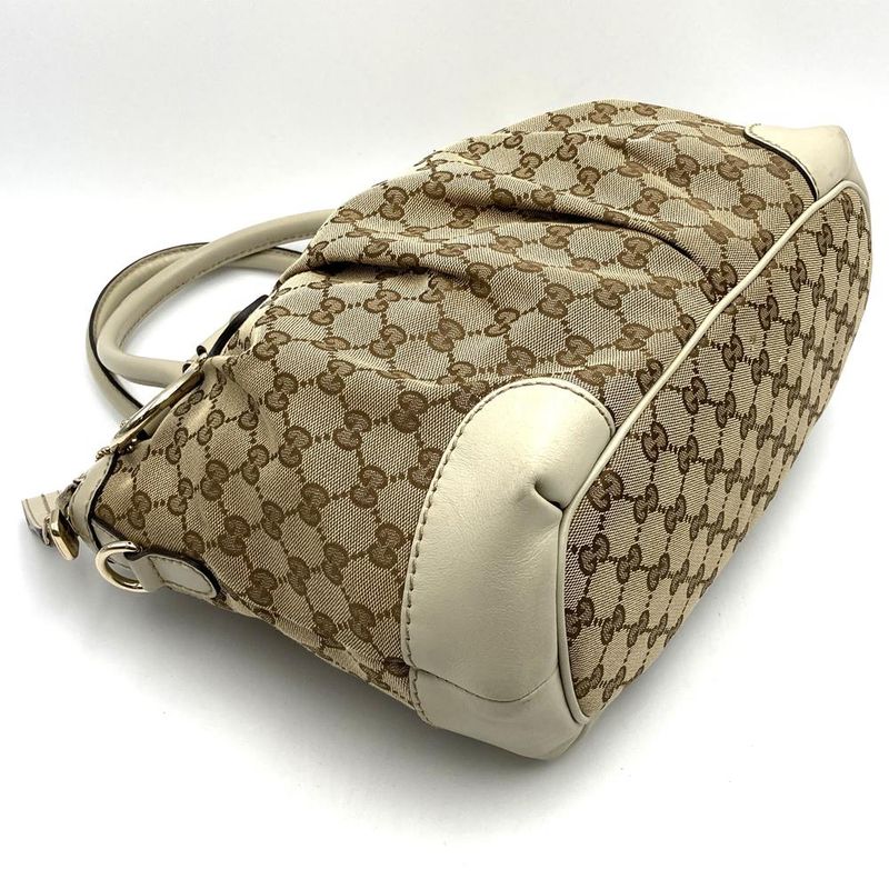 Gucci 247902 Tote Bag Beige/white GG Canvas/leather Ggkey Holder Ladies Fashion