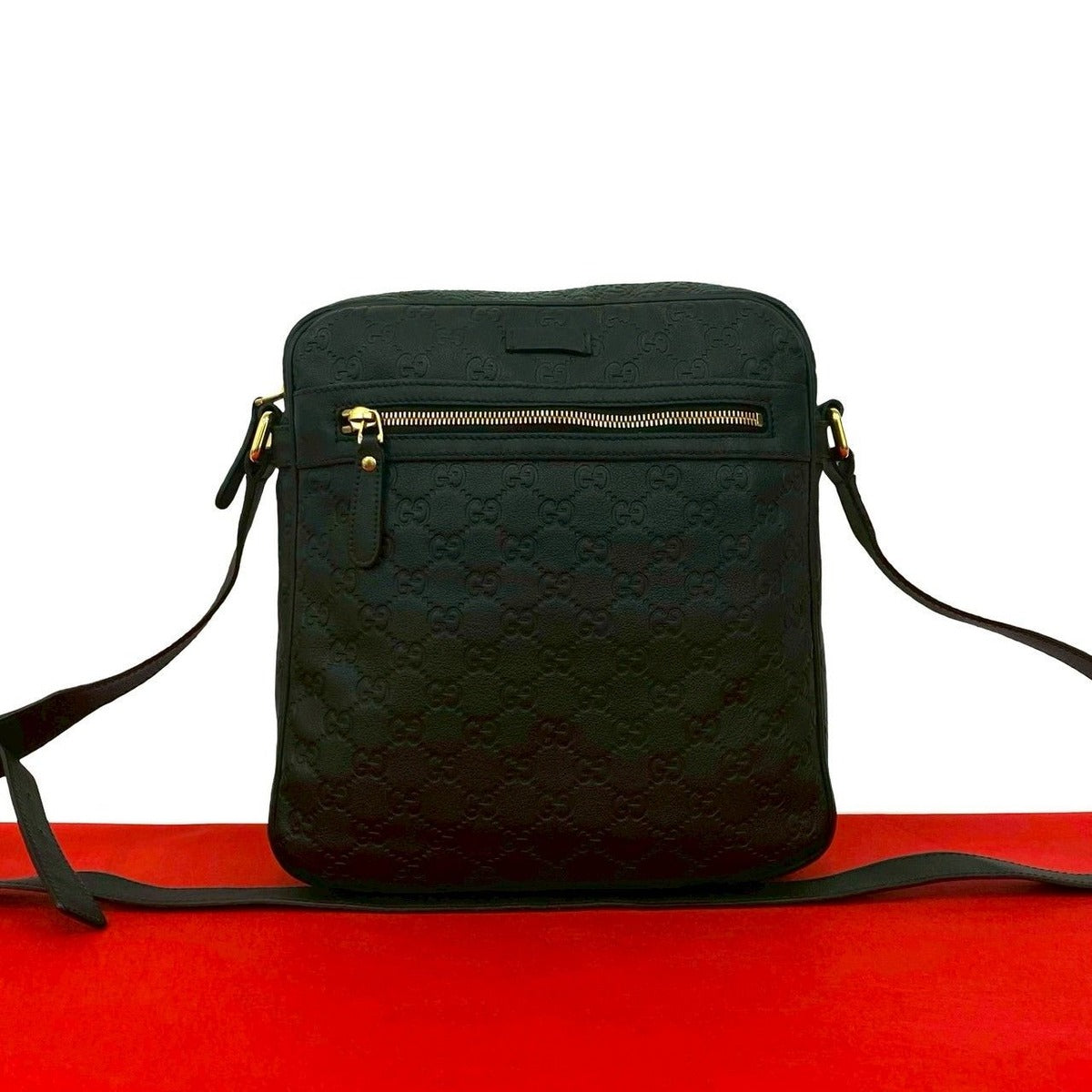 Gucci Guccissima GG All Over Pattern Logo Leather Shoulder Bag Pochette