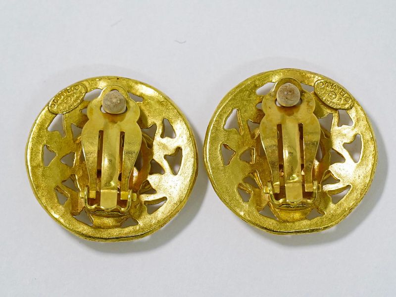 Authentic Chanel Coco Mark Earrings GP Gold Plated Coco Mark Accessories