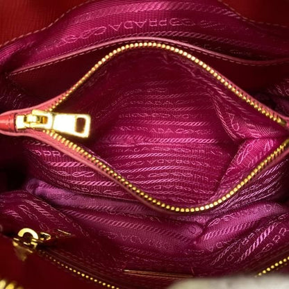 Prada Bl0838 Handbag Triangle Logo Enamel Patent Leather Scarlatto Red