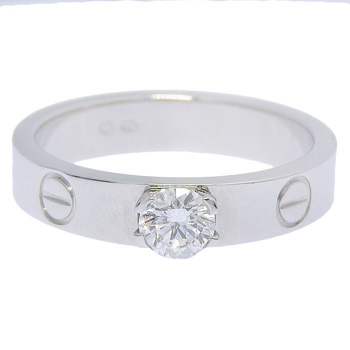 Cartier Mini Love Solitaire Diamond Ring 18K White Gold 750 White Gold Diamond