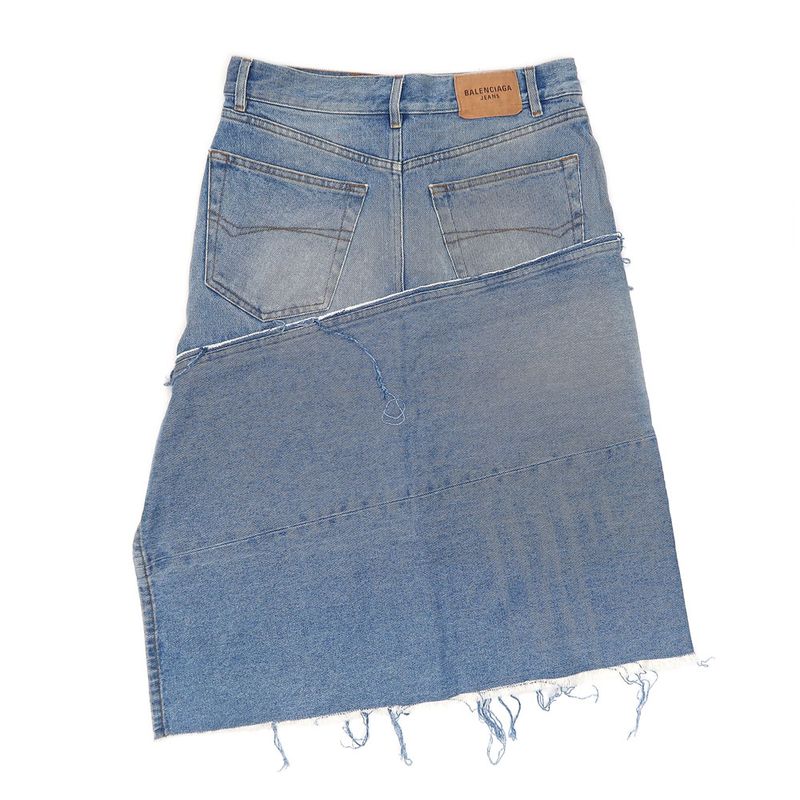 Balenciaga Denim Skirt Light Blue Series 34 100% Cotton Cut-off Denim