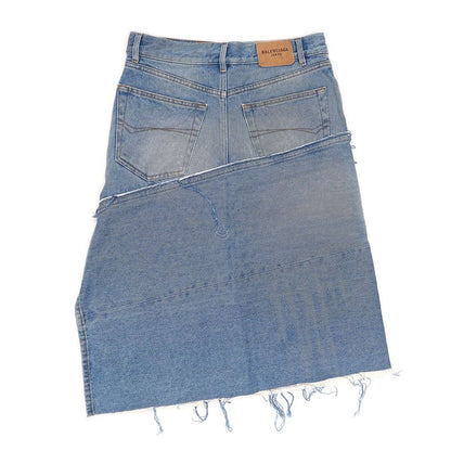Balenciaga Denim Skirt Light Blue Series 34 100% Cotton Cut-off Denim