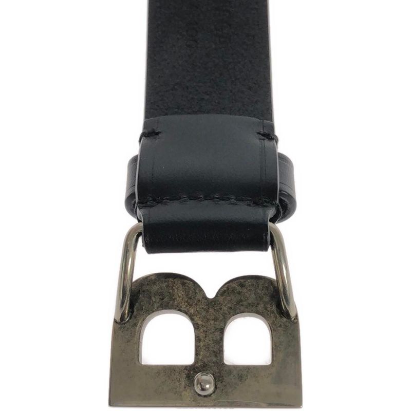 Balenciaga B Buckle Slim Leather Belt 593887 Black