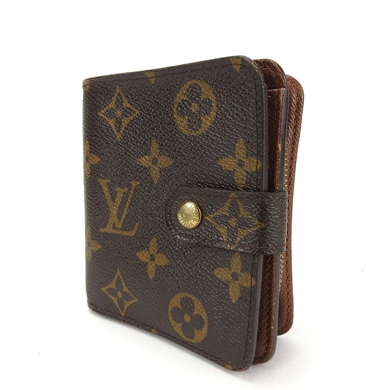 Louis Vuitton Bifold Wallet Compact Zip M61667 Monogram Canvas Brown Goldhardwar