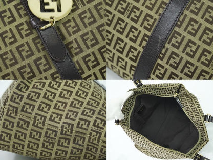 Authentic Fendi Zucchino Shoulder Bag Tote Canvas Beige Brown 8bh215 Zucchino