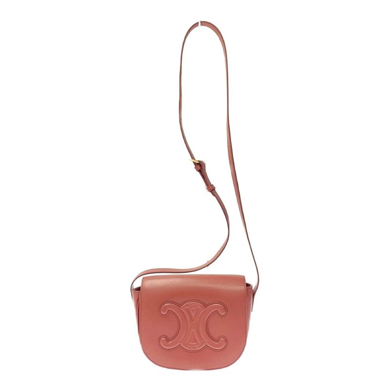 Celine Leather Folco Cuir Triomphe Shoulder Bag Lipstick 408622 Shoulder Bag