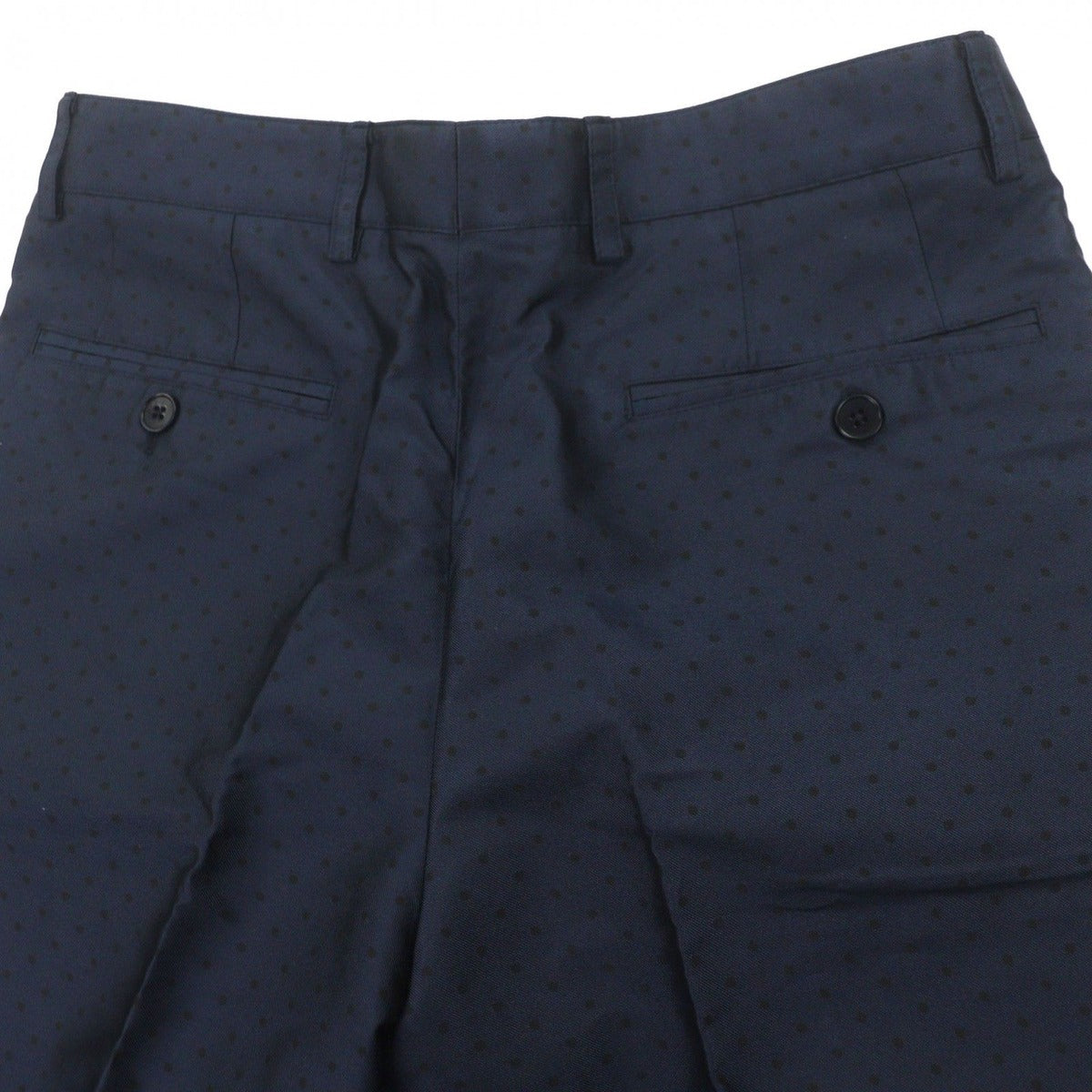 Hermes Silk Dot Pattern 2 Tuck Pleated Trousers Pants Navy 38 — view 4