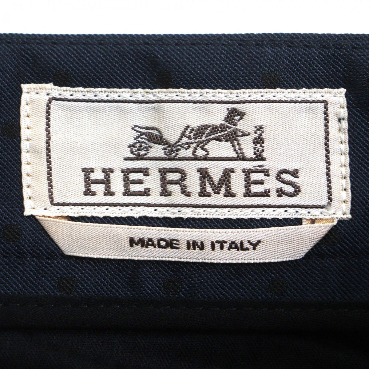 Hermes Silk Dot Pattern 2 Tuck Pleated Trousers Pants Navy 38 — view 7