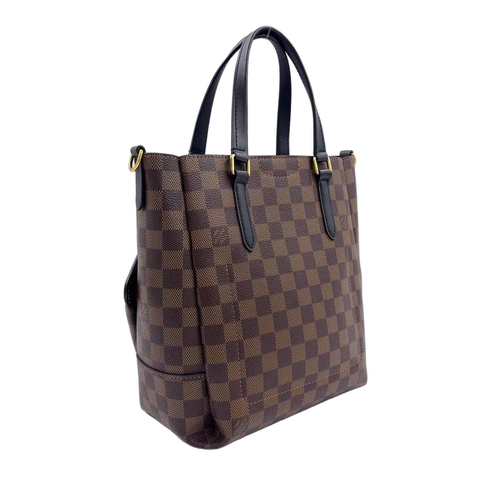 Louis Vuitton Belmont NV BB Damier Ebene Leather Brown Black Handbag Gold — view 2