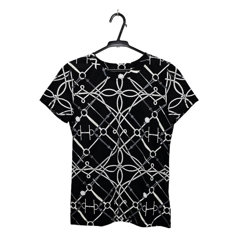 Hermes T-Shirt Perfect Course Black White Size 34 Cotton Short Sleeve