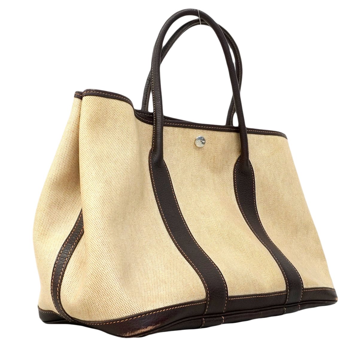 Hermes Tote Garden Party PM Toile Ash Brown Beige Silver — view 2